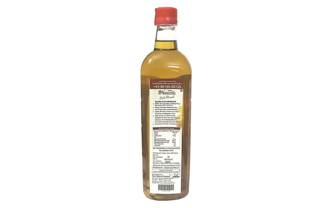 Farm Naturelle Finest Cold Pressed Virgin Yellow Mustard Seeds Oil   Plastic Bottle  915 millilitre